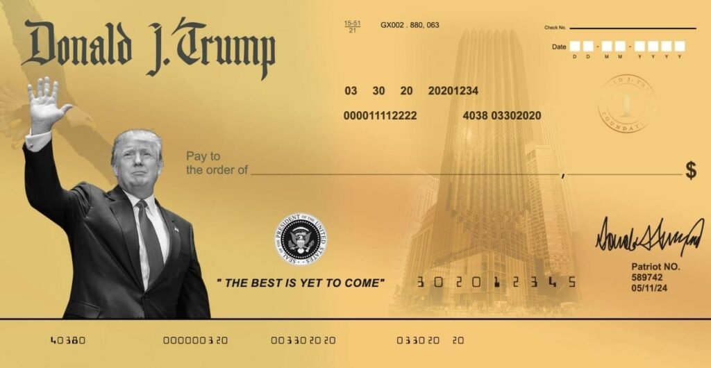 Donald J Trump Golden Check
