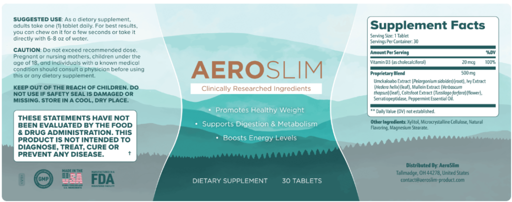 AeroSlim Supplements facts