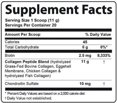 Advanced Collagen Plus Supplement facts