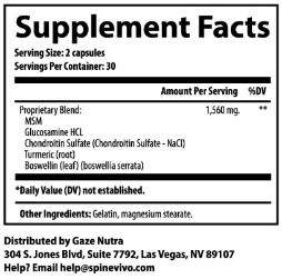 SpineVivo Supplement Facts