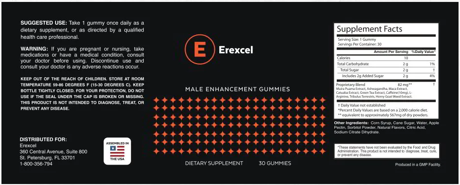 Erexcel Supplement Facts