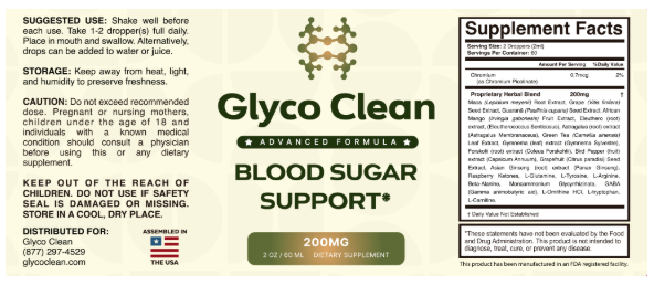 GlycoClean Supplements facts