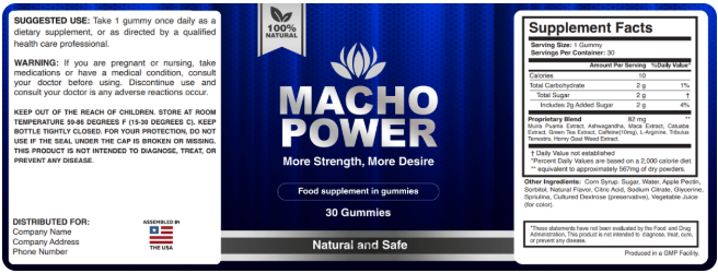 Macho Power Supplement Facts