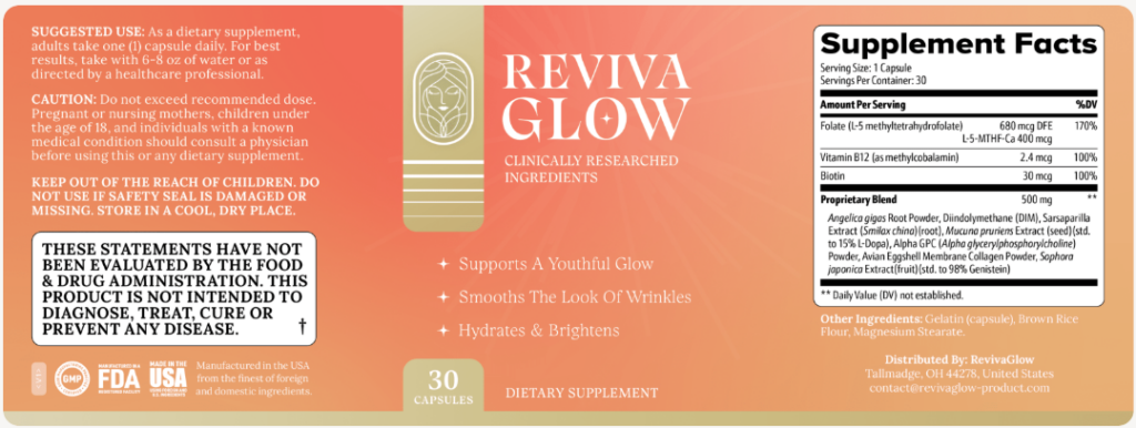 RevivaGlow Supplement Facts