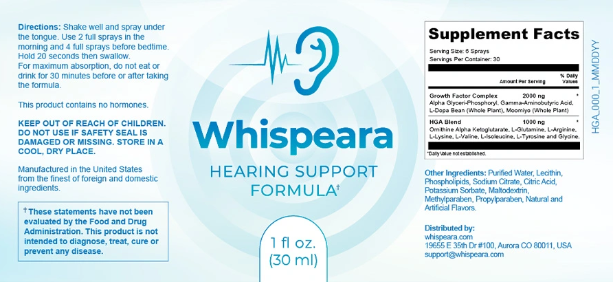 Whispeara Supplement Facts