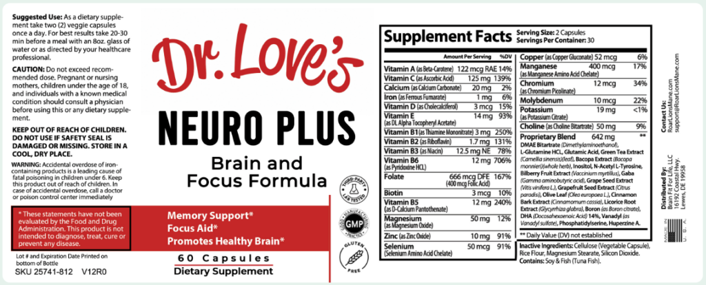 Neuro Plus Supplement Facts