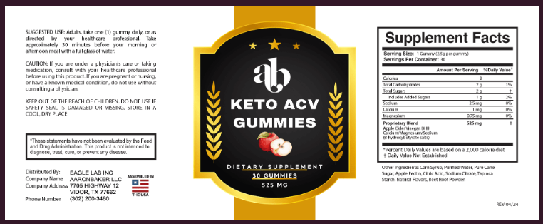 AB Keto Gummies Supplement Facts