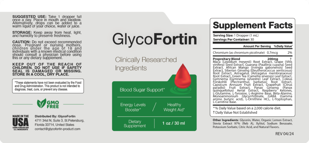 Glycofortin Ingredients Facts