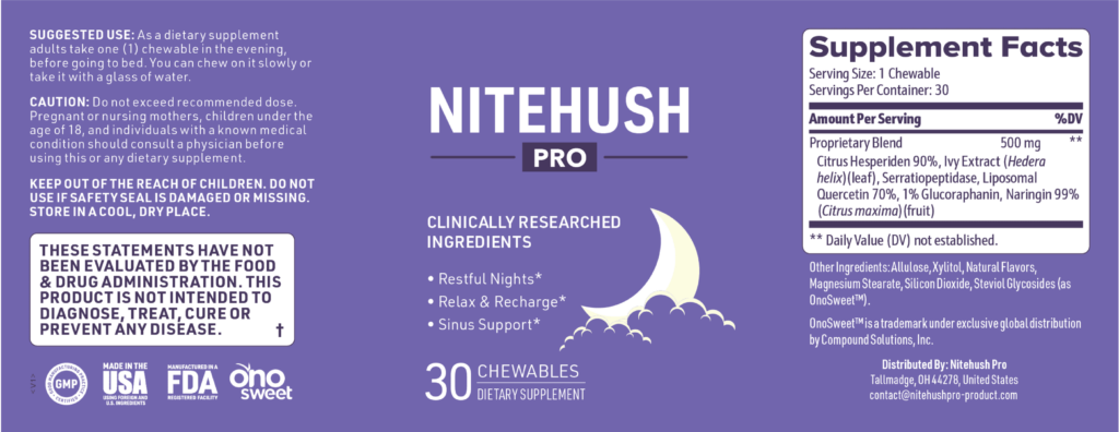 nitehush pro ingredients fact