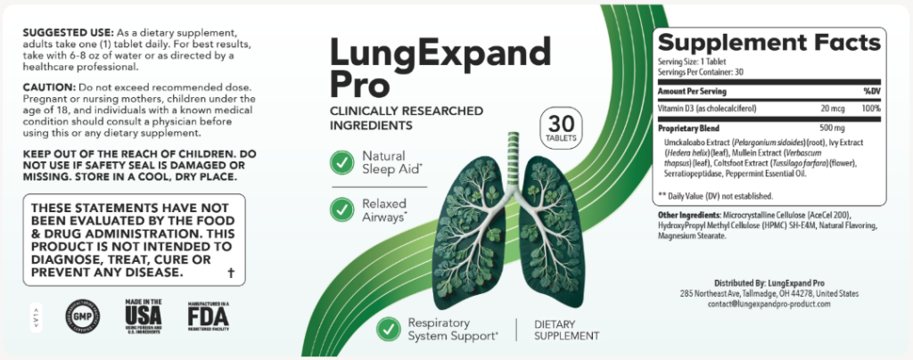 LungExpand Pro Supplement Facts