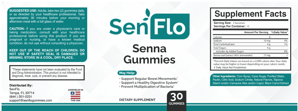 SenFlo Senna Gummies Supplement Facts